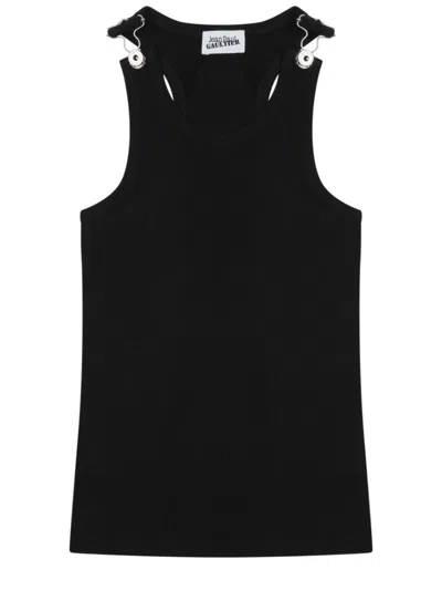 Jean Paul Gaultier Tank Top In Cotone In Black