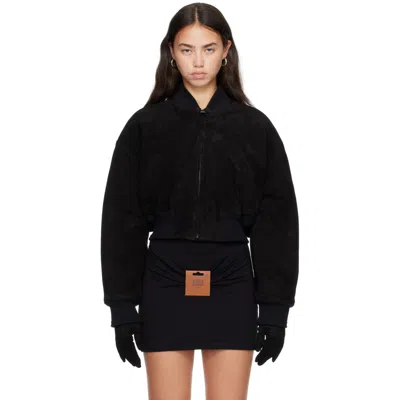 Jean Paul Gaultier Black Suede Leather Bomber Jacket