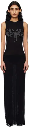 Jean Paul Gaultier Mesh Maxi Dress In 00-black
