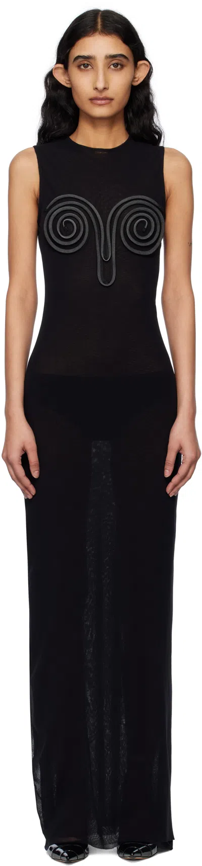 JEAN PAUL GAULTIER BLACK 'THE 3D SPIRALE' MAXI DRESS