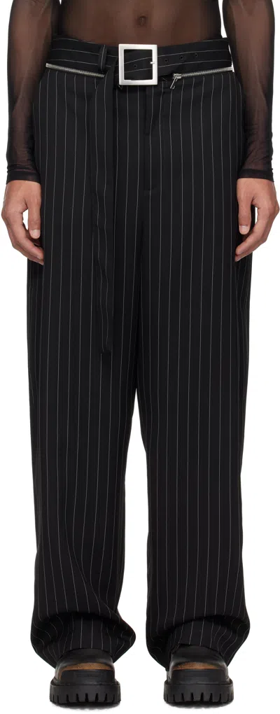 Jean Paul Gaultier Black 'the Belted Suit' Trousers In 0001-black/white