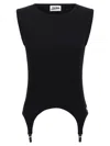 Jean Paul Gaultier Cotton Ribbed Tank Top With Lingerie Garter Clothing In Black