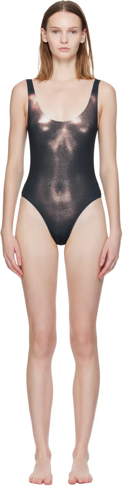 Jean Paul Gaultier Black 'the Bronze Body Dust' Swimsuit In Multi