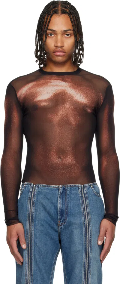 Jean Paul Gaultier Black 'the Bronze Body Dust' Top In Multi