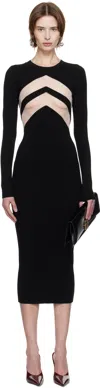 Jean Paul Gaultier Paneled Jersey Midi Dress In 00 Black