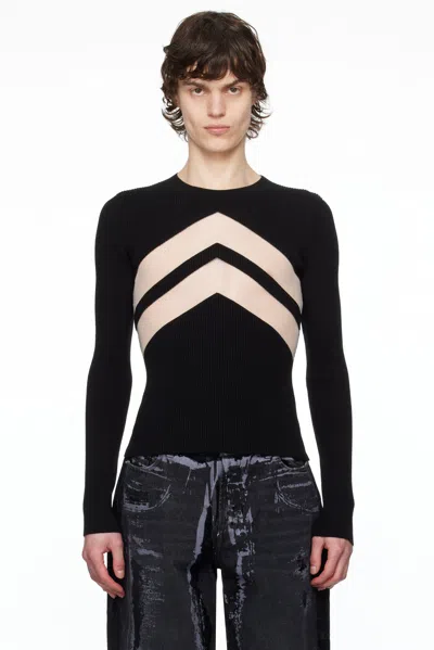 Jean Paul Gaultier Black 'the Chevrons' Sweater In 00-black