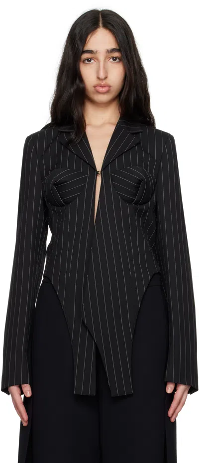 Jean Paul Gaultier Black 'the Corset Suit' Blazer In 0001-black/white