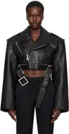 Jean Paul Gaultier The Cropped Leather Jacket In 0062 Black/darkbrown