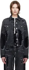 Jean Paul Gaultier Black 'the Flocked' Denim Jacket In 06 Vintageblack
