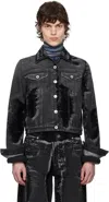 Jean Paul Gaultier Black 'the Flocked' Denim Jacket In 06-vintageblack