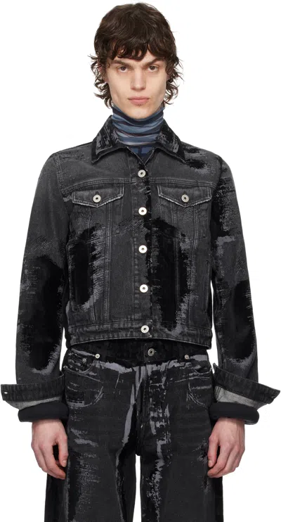 Jean Paul Gaultier Black 'the Flocked' Denim Jacket In 06-vintageblack