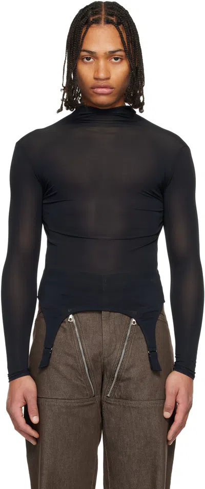 Jean Paul Gaultier Black 'the Garter Top' Turtleneck