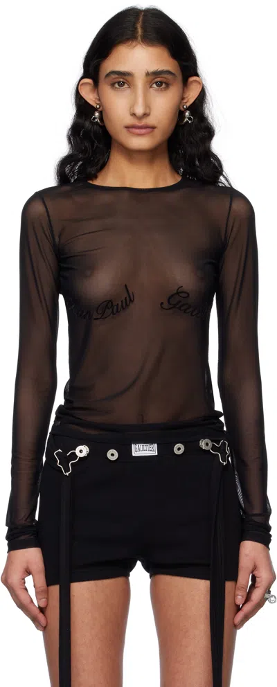 JEAN PAUL GAULTIER BLACK 'THE JEAN PAUL GAULTIER FLOCKED' T-SHIRT