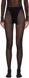 Jean Paul Gaultier Signature Script Sheer Tights In Black