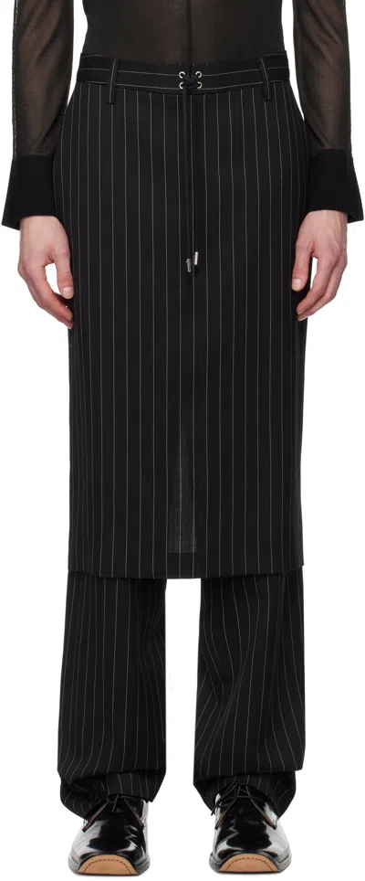 Jean Paul Gaultier Black 'the Lace-up Suit' Trousers In 0001-black/white