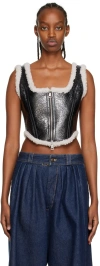Jean Paul Gaultier Laminated Leather And Shearling Corset In 0003-black/ecru