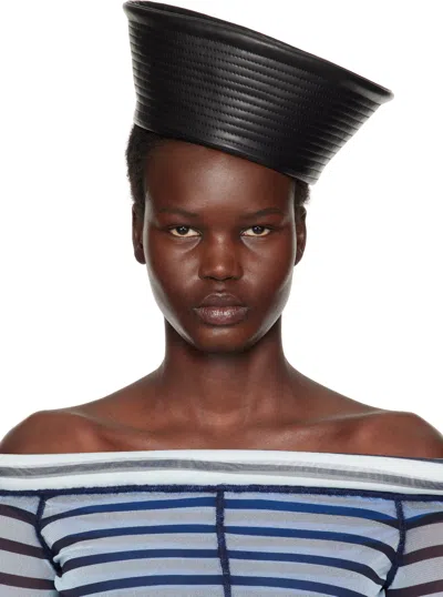 Jean Paul Gaultier Black 'the Leather Sailor' Hat In 00 Black