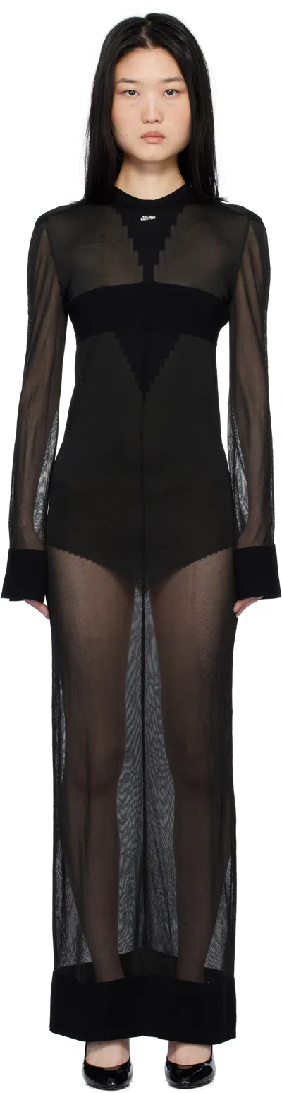 Jean Paul Gaultier Black 'the Long Logo Knit' Maxi Dress In 00 Black