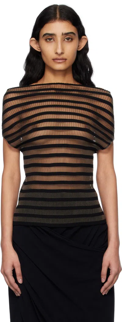 Jean Paul Gaultier Black 'the Marinière' Striped Top In 00-black