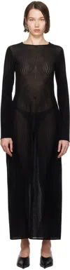 Jean Paul Gaultier Black 'the Morphing Pinstripe' Maxi Dress In 0000-black/black