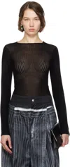Jean Paul Gaultier Womens Black/black The Morphing Pinstripe-pattern Woven Top In 0000-black/black