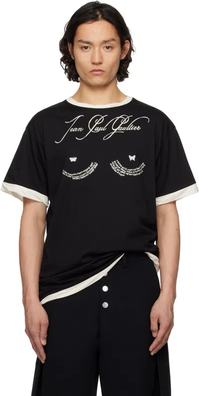 Jean Paul Gaultier Black 'the Oversized Tattoo Poem' T-shirt In 0003-black/ecru