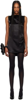 Jean Paul Gaultier Corset Laced Satin Minidress In 00 Black