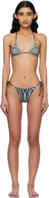 Jean Paul Gaultier Spiral-print Bikini In 000203-black/grey/ec