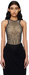 Jean Paul Gaultier Black 'the Spirale' Bodysuit In 000203-black/grey/ec