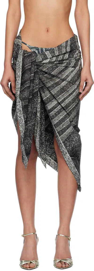 Jean Paul Gaultier Black 'the Spirale' Cover-up Skirt In 000203-black/grey/ec