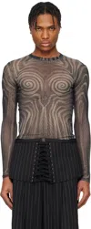 Jean Paul Gaultier Black 'the Spirale' T-shirt In 000203-black/grey/ec