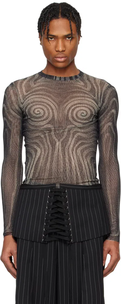 Jean Paul Gaultier Black 'the Spirale' T-shirt In 000203-black/grey/ec