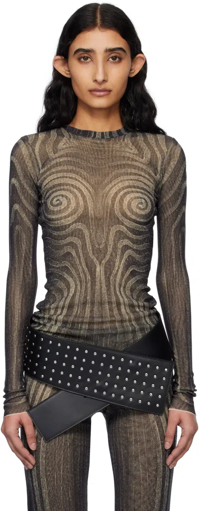 Jean Paul Gaultier Black 'the Spirale' T-shirt In 000203-black/grey/ec