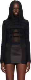 Jean Paul Gaultier Drapped Mesh Body With Flock Gaultier And Mariniere In 0000-black/black