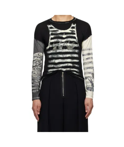 JEAN PAUL GAULTIER BLACK 'THE TATTOO TOP' T-SHIRT