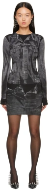 Jean Paul Gaultier Black Trompe L'œil Minidress In 0002 Black/grey
