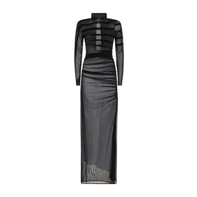 Jean Paul Gaultier Black Turtleneck With Flock "gaultiere" And "mariniere" Dress