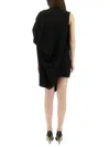 Jean Paul Gaultier Draped High Neck Sleeveless Asymmetric Dress In Black