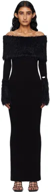 Jean Paul Gaultier Black Viscose Ribbed & Hairy Maxi Dress