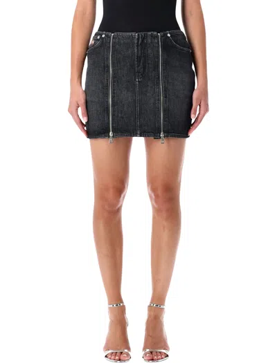 JEAN PAUL GAULTIER JEAN PAUL GAULTIER BLACK WASHED DENIM MINI SKIRT WITH ZIPS
