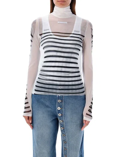 JEAN PAUL GAULTIER BLACKWHITE STRIPED TURTLENECK TOP
