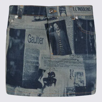 Jean Paul Gaultier Blue And Beige Cotton Skirt