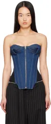 Jean Paul Gaultier Women Denim Bustier In 5500 Indigo/black