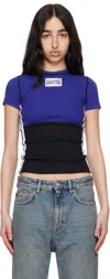 Jean Paul Gaultier Blue & Black 'the Color-block' T-shirt In 5900-navy/black