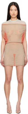 Jean Paul Gaultier Blue & Orange 'the Short Draped Body Morphing' Minidress In 4126-mint Coral