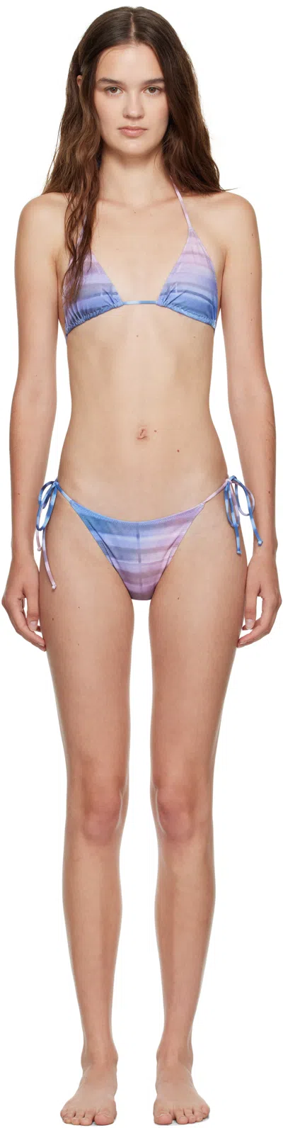 Jean Paul Gaultier Blue & Pink Body Printed Air Bikini