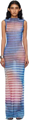 Jean Paul Gaultier Mesh Striped Bodycon Maxi Dress