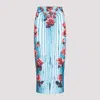 Jean Paul Gaultier Blue Morphing Rose-print Pencil Skirt In Multicolour