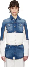 Jean Paul Gaultier Blue & White 'the Petit Grand' Denim Jacket In 0357-ecru/vintgeblue
