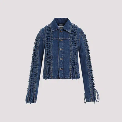 JEAN PAUL GAULTIER BLUE COTTON CORSET DENIM JACKET